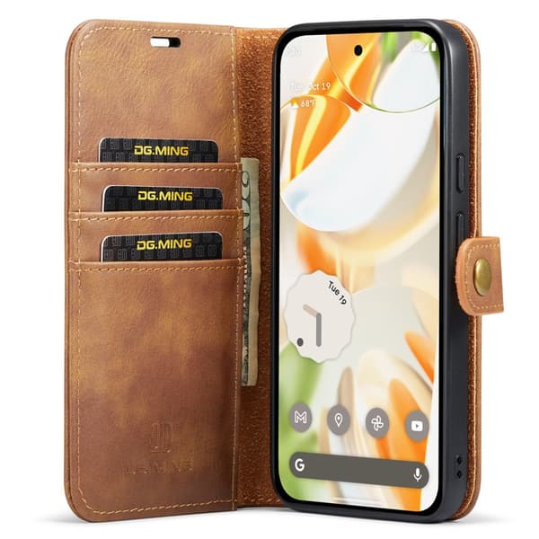 DG.MING 2-in-1 Magneetilla Varustettu Lompakko Google Pixel 9 Cognac
