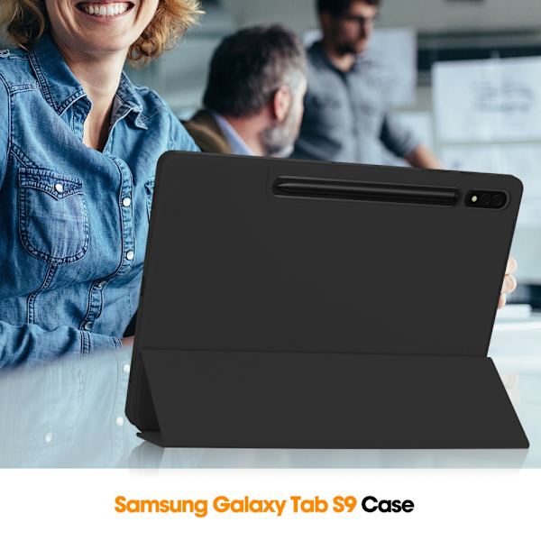 Samsung Galaxy Tab S10 Plus Etui Tri-Fold Med Pen-holder Sort