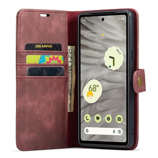 DG.MING 2-i-1 Magnetiskt Plånboksfodral Google Pixel 7a Röd