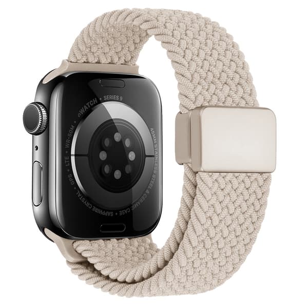 Elastiskt Vävd Nylonarmband Apple Watch Series 10 42mm Beige