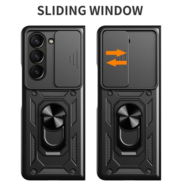 Hybridskal Samsung Galaxy Z Fold 6 Ring + Kamerabeskyttelse Sort