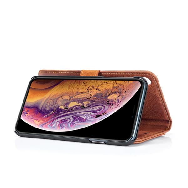 DG.MING 2-i-1 Magnetiskt Plånboksfodral iPhone XS Max Cognac