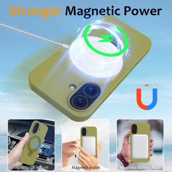 Silikoneskal Kickstand MagSafe iPhone 16 Grøn
