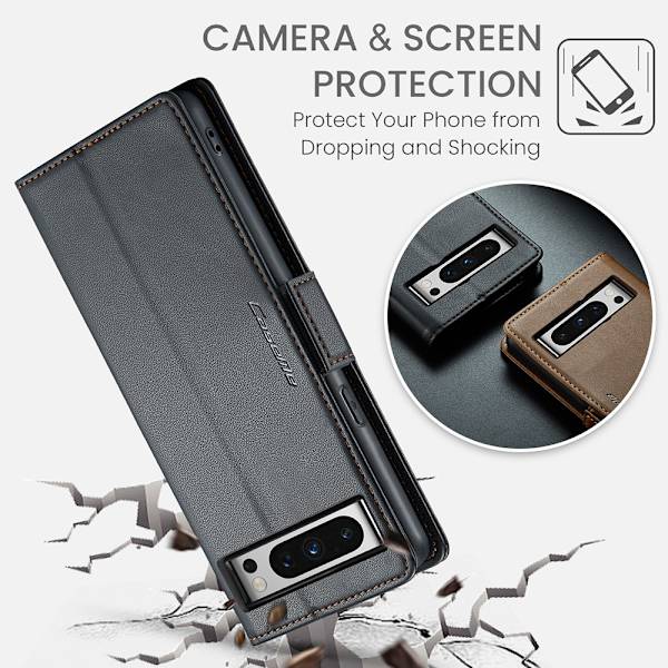 CaseMe Slim Lompakkokotelo RFID-suojalla Google Pixel 8 Pro Musta
