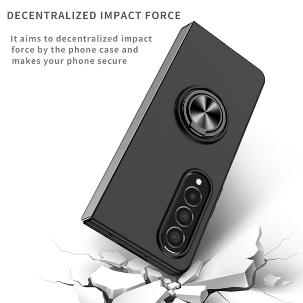 Samsung Galaxy Z Fold 4 Cover med Magnetisk Ringholder Sort