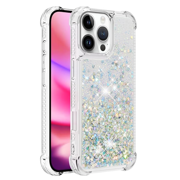 Glitter Bling TPU Cover iPhone 16 Pro Max Sølv