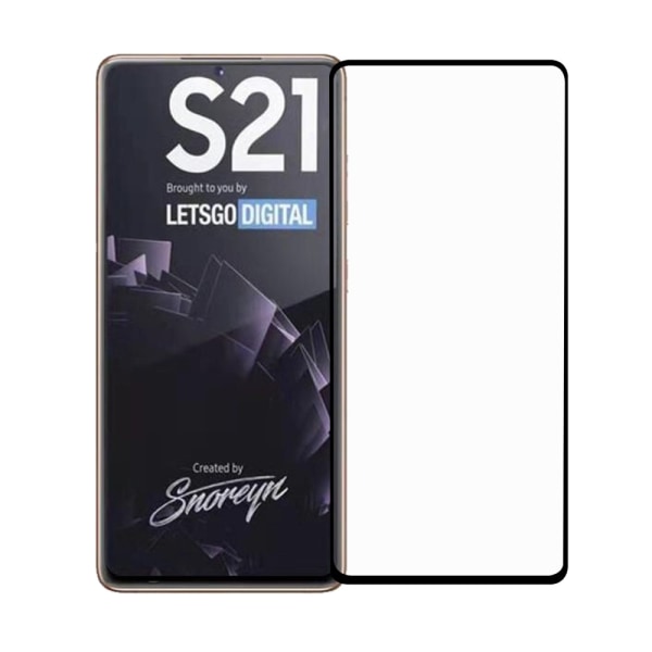 Full Cover karkaistu lasi näytönsuoja Samsung Galaxy S21 musta