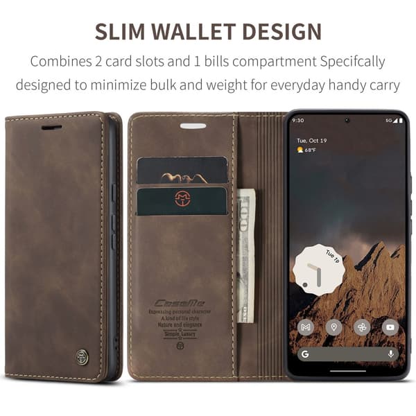 CaseMe Slim Plånboksfodral Google Pixel 9a Brun