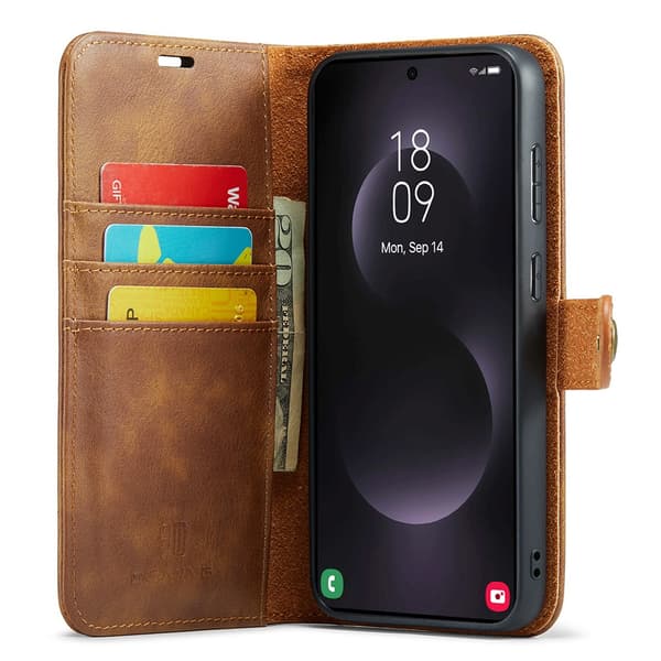 DG.MING 2-in-1 Magnet Wallet Samsung Galaxy S25 Edge Cognac