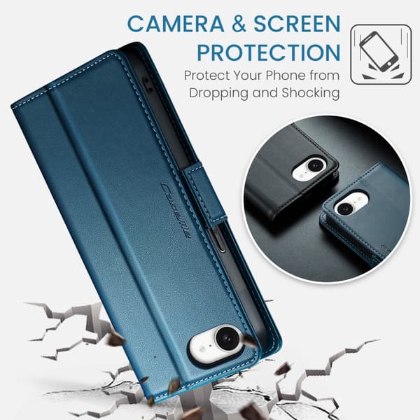 CaseMe Slim Plånboksfodral RFID-skydd iPhone 16e Blå