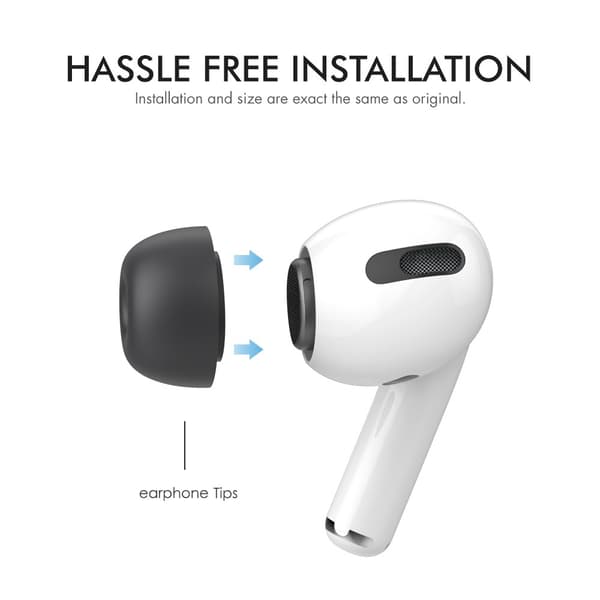 Ahastyle 1 Par AirPods Pro 2 Pluppar i Silikone Sort Small