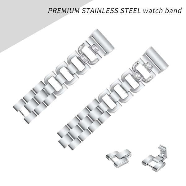 Rhinestone Metal Rem til Fitbit Charge 3/4 Sølv