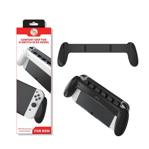 Nintendo Switch OLED Cover Med Ergonomisk Greb & Kortlomme Sort
