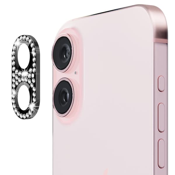 Hat Prince Glitter Kameransuoja iPhone 16 Plus Musta