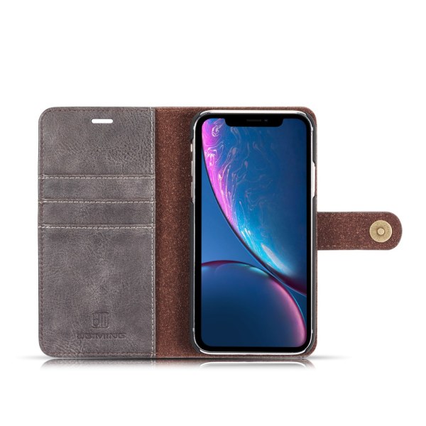 DG.MING 2-in-1 Magnet Wallet iPhone XR Brown