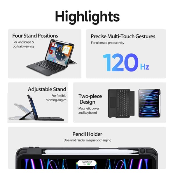 Dux Ducis Bluetooth-tastatur Etui iPad Pro 11 4. generation (2022)