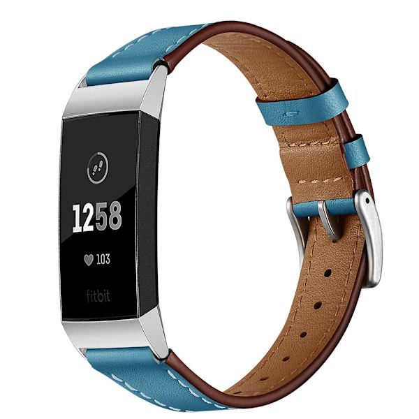 Ægte Læderarmbånd Fitbit Charge 3/4 Blå