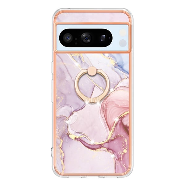 Kotelo kääntyvällä rengaspidikkeellä Google Pixel 8 Prolle, vaaleanpunainen marmori