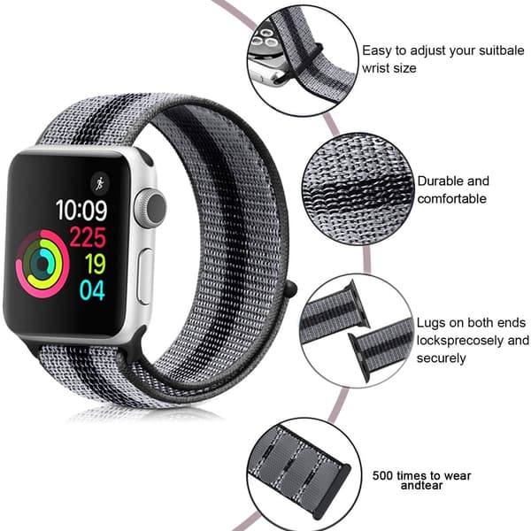 Nylonrem til Apple Watch Apple Watch Ultra 2 49mm Grå/Sort