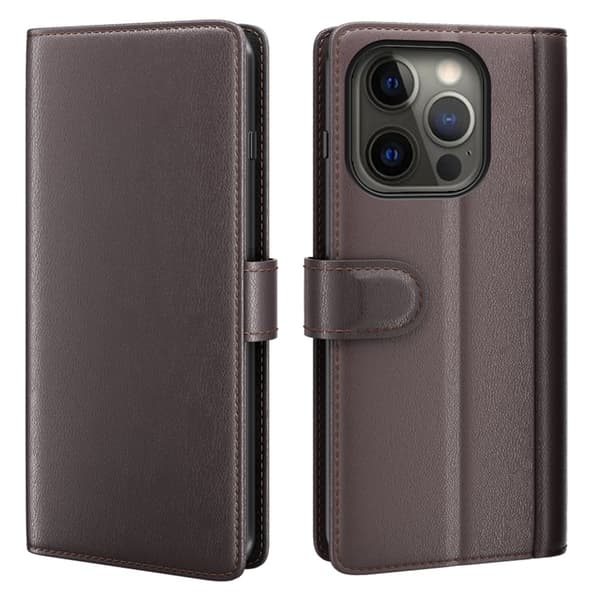 Ægte Læder Etui iPhone 13 Pro Max Brun