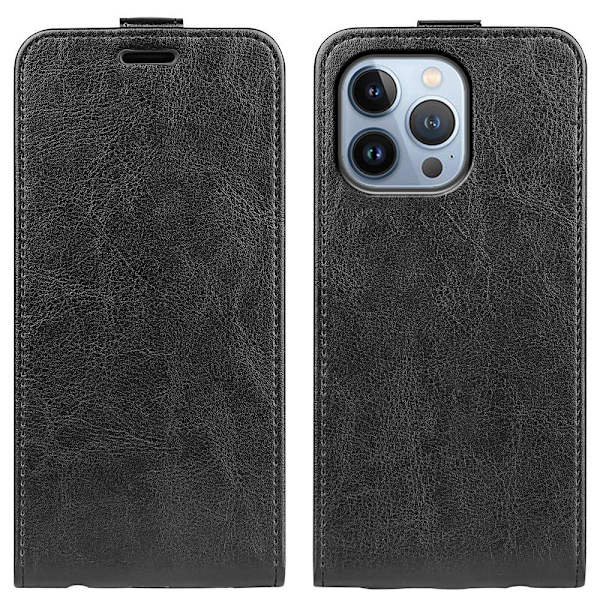 Læder Flip Cover iPhone 14 Pro Sort