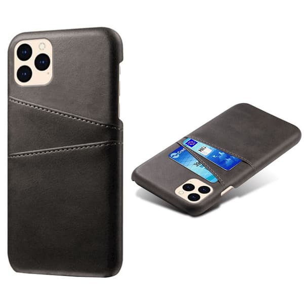 Lædercover med kortholder til iPhone 12/12 Pro Sort