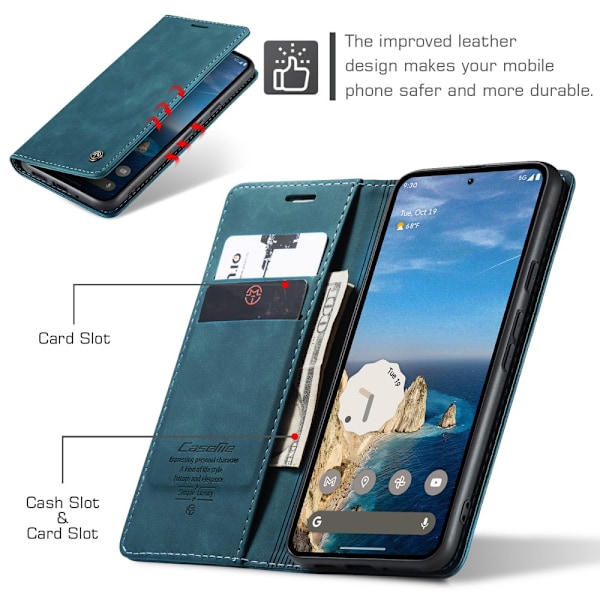 CaseMe Slim Plånboksfodral Google Pixel 9 Pro Blå