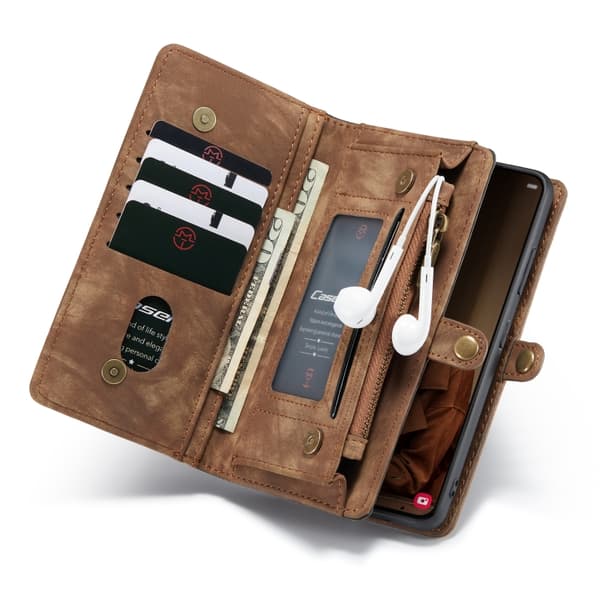 CaseMe Multi-Slot 2 i 1 Plånboksfodral Galaxy S22 Plus Brun
