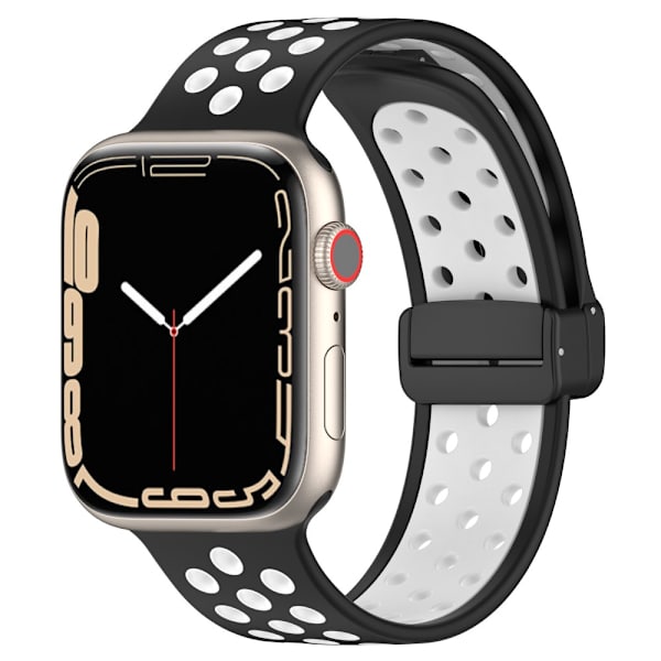 Silikonarmband Sport Apple Watch 45mm Series 9 Svart/Vit