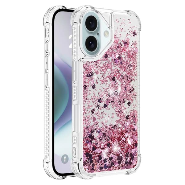 Glitter Bling TPU Skal iPhone 16 Plus Roséguld