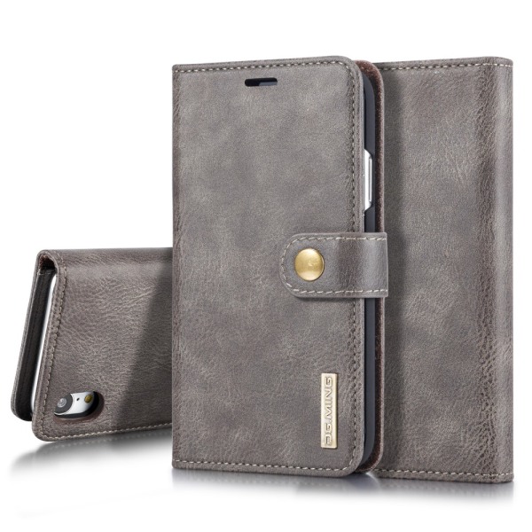 DG.MING 2-in-1 Magnet Wallet iPhone XR Brown