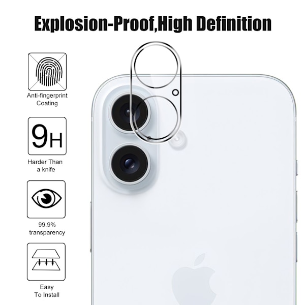 Linsskydd iPhone 16 Härdat Glas