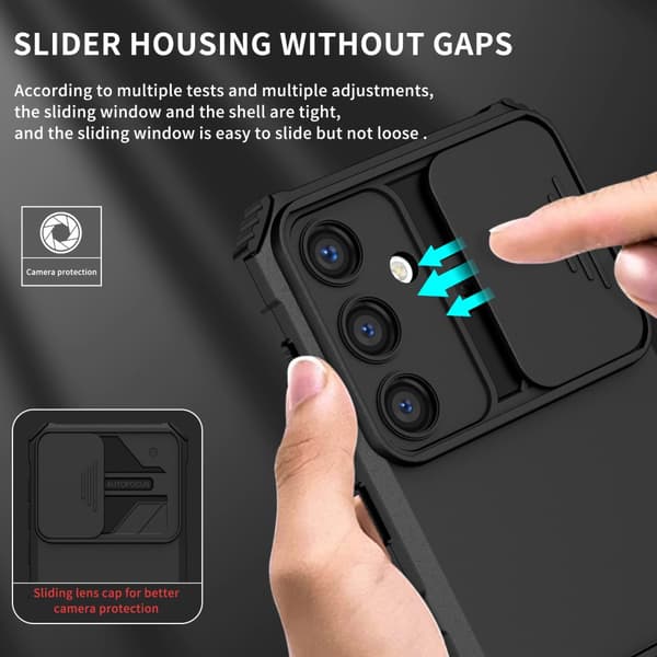 Kickstand Cover Samsung Galaxy S24 Kamerabeskyttelse Sort
