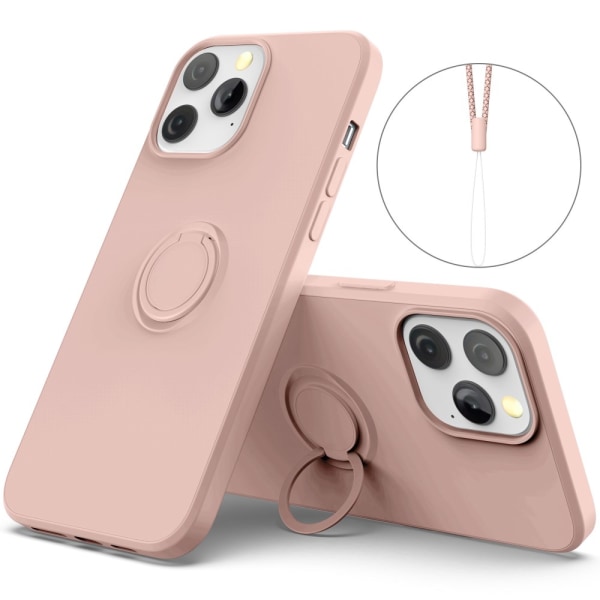 iPhone 14 Pro Max -kuori sormustelineellä vaaleanpunainen