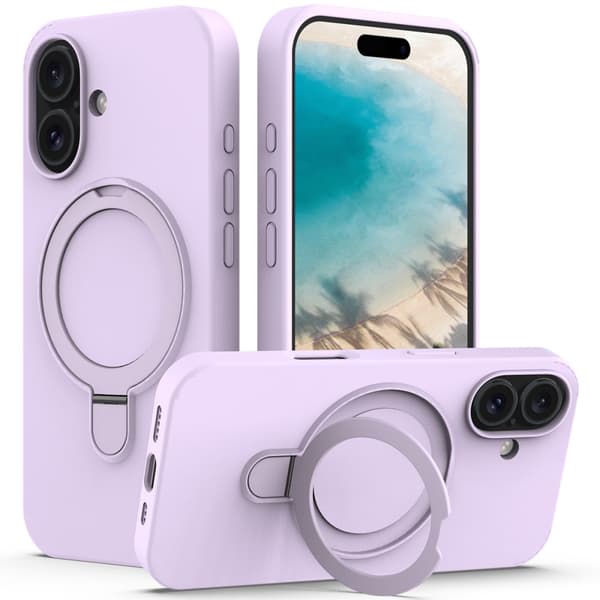 Silikoneskal Kickstand MagSafe iPhone 16 Lilla