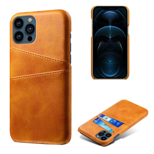 Nahkakuori korttipaikoilla iPhone 13 Pro Cognac