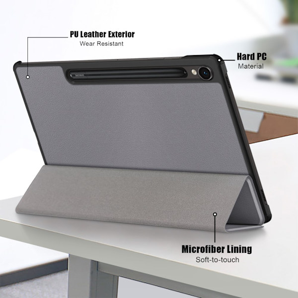 Samsung Galaxy Tab S9 Kotelo Tri-fold Harmaa