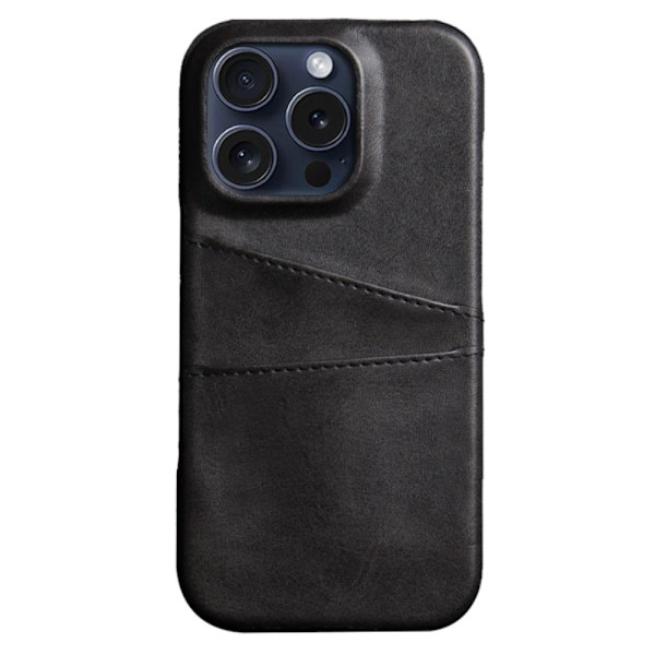 Lædercover med kortholder til iPhone 16 Pro Max Sort