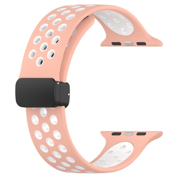 Silikonarmband Sport Apple Watch 45mm Series 9 Rosa/Vit