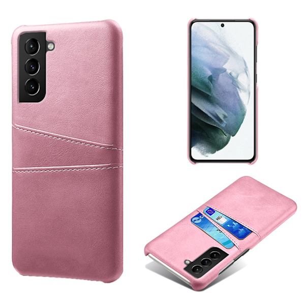 Läderskal Kortfack Samsung Galaxy S21 FE Rosa