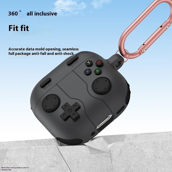 Silikonskal Med Karabinhage Apple AirPods 4 Gamepad Mørkegrå