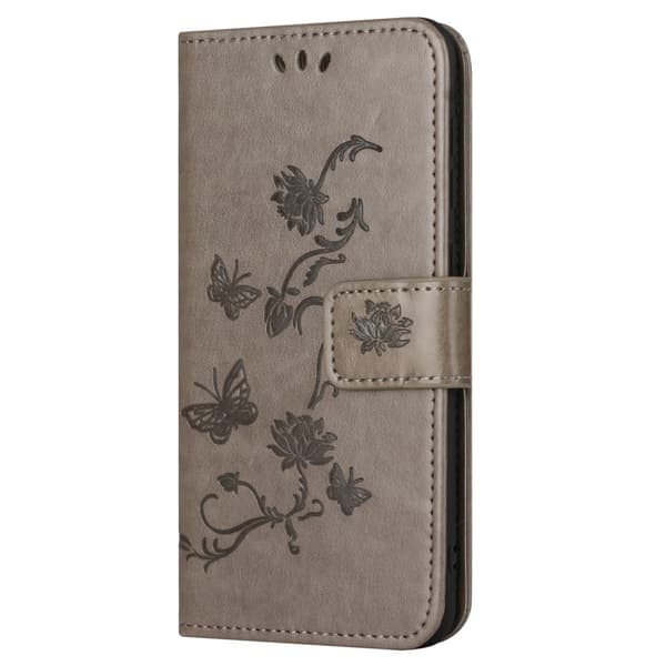 Läderfodral Fjärilar iPhone 15 Pro Max Grå