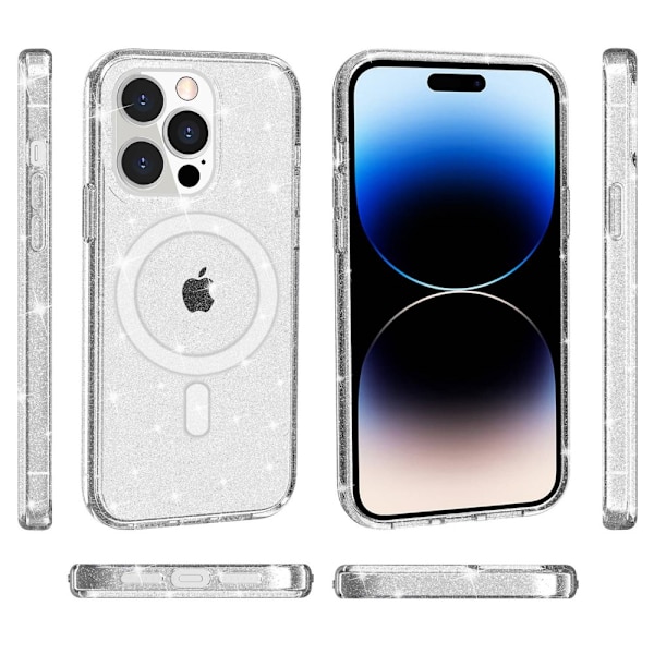 Kimalteleva MagSafe-kuori iPhone 14 Pro Max - läpinäkyvä