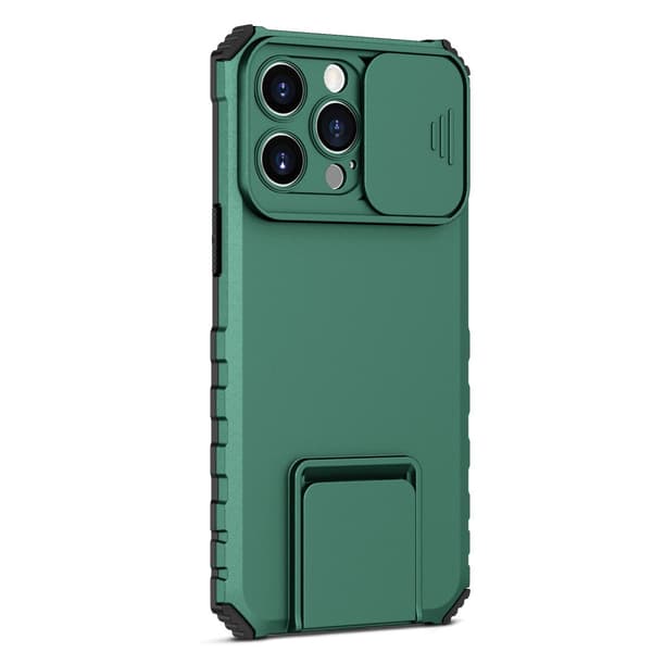 Kickstand-kuori iPhone 14 Pro Max - Kameransuojaus Vihreä