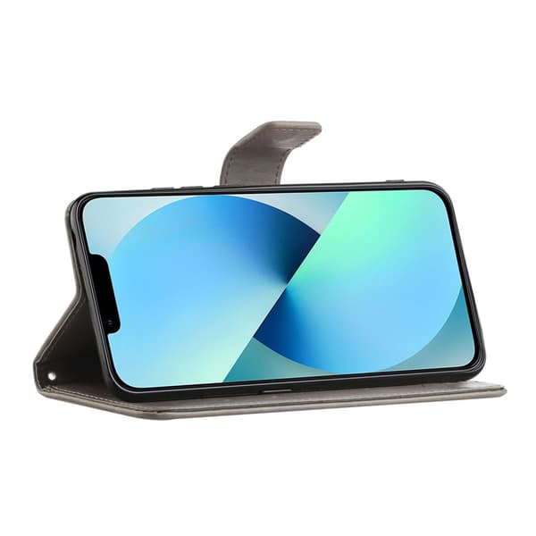 Läderfodral Fjärilar iPhone 15 Pro Grå