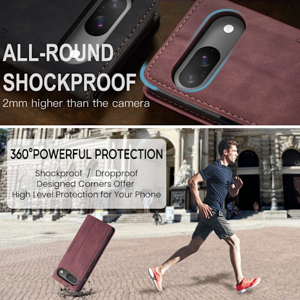 CaseMe Slim Lompakko Kotelo Google Pixel 9 Punainen