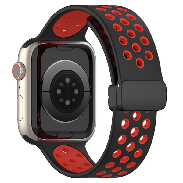 Silikonarmbånd Sport Apple Watch Series 10 46mm Sort/Rød