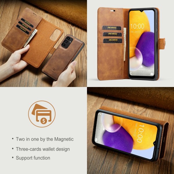 DG.MING 2-in-1 Magnet Wallet Samsung Galaxy A13 Cognac