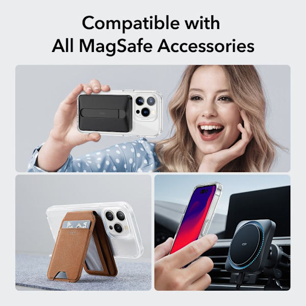 ESR HaloLock MagSafe -kuori iPhone 14 Prolle, läpinäkyvä