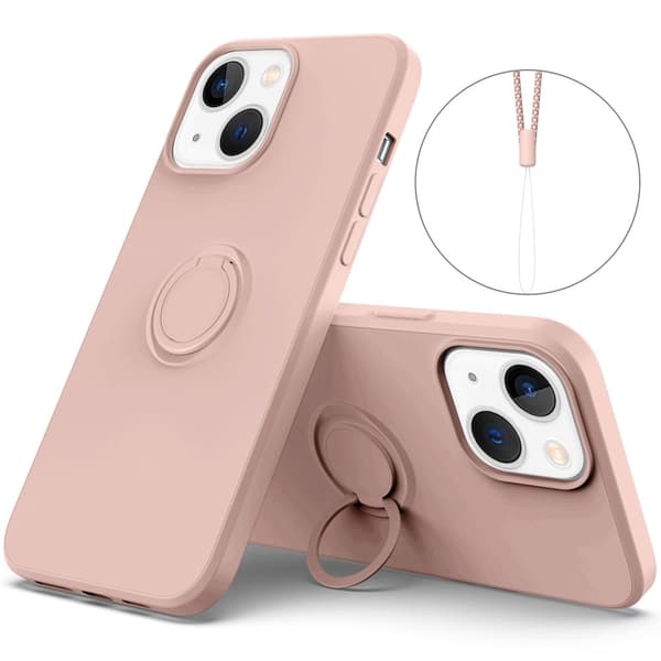 iPhone 14 Plus Skal Med Ringhållare Rosa